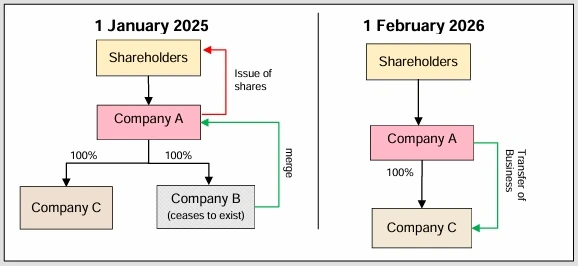 Example 17: Subsequent transfer of Business within Qualifying Group