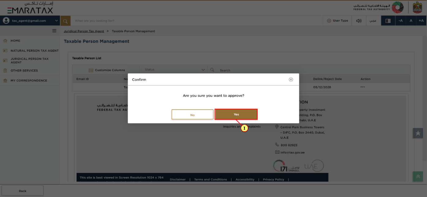 taxable person management dashboard