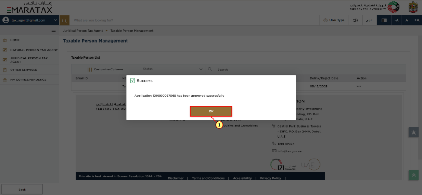 taxable person management dashboard