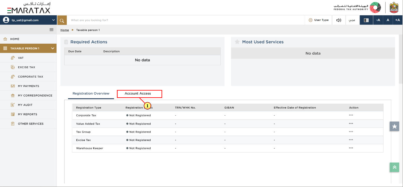 Taxable Person Dashboard