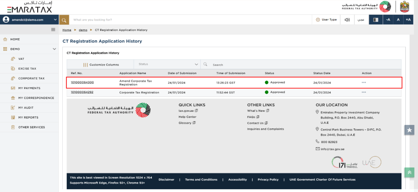 Application History - Approved